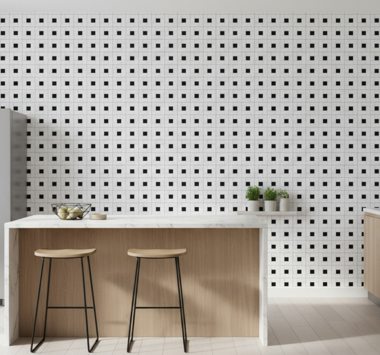 Kitchen wallpaper small square modern tile - TenStickers