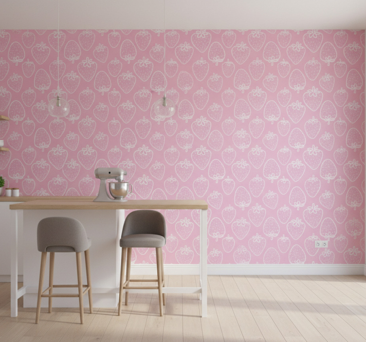 Kitchen wallpaper strawberry pattern - TenStickers