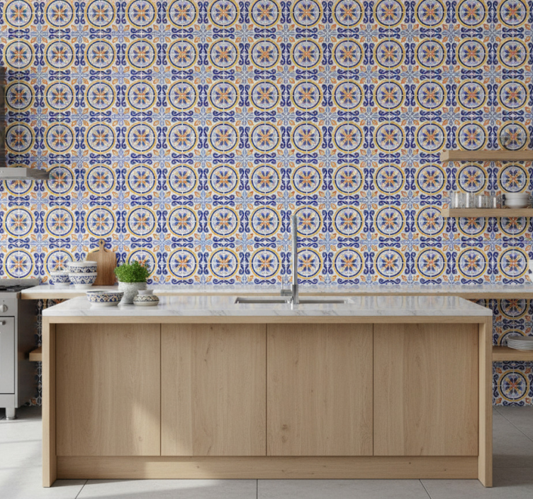 Kitchen wallpaper summer tiles design - TenStickers