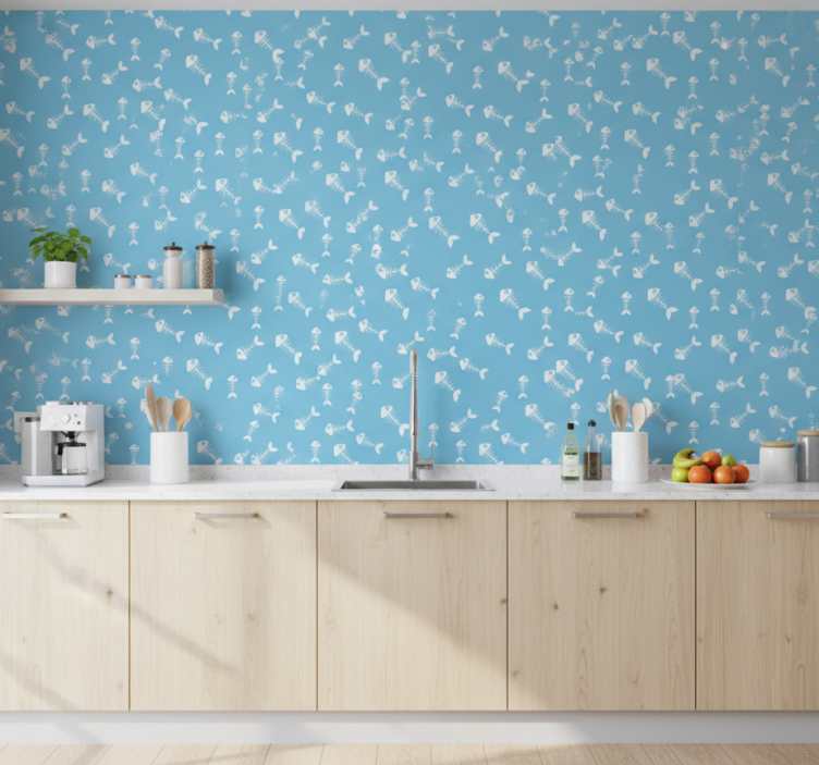 Kitchen wallpaper weighing skeleton design - TenStickers