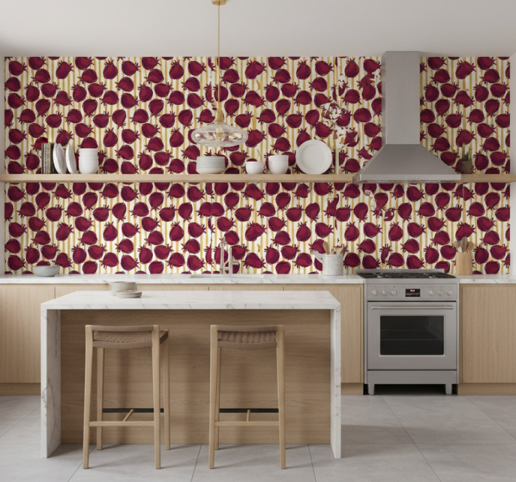 Kitchen wallpaper with pomegranate design - TenStickers