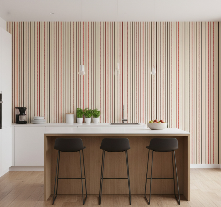 Kitchen wallpaper with textured stripe pattern - TenStickers