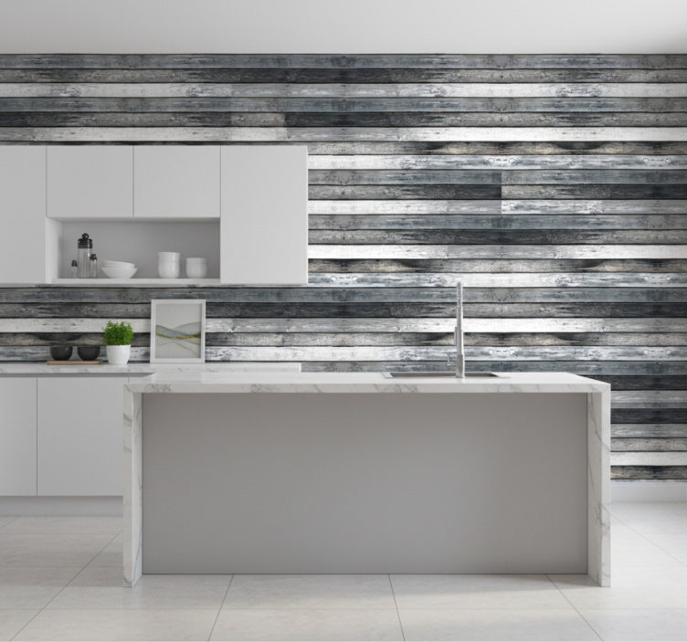 Kitchen wallpaper wood texture design - TenStickers