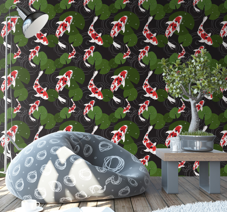 Koi Pond Scenery fishes wallpaper - TenStickers