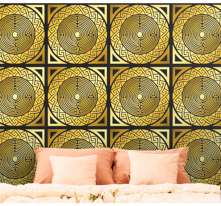 Labyrinthine Symmetry yellow wallpaper - TenStickers