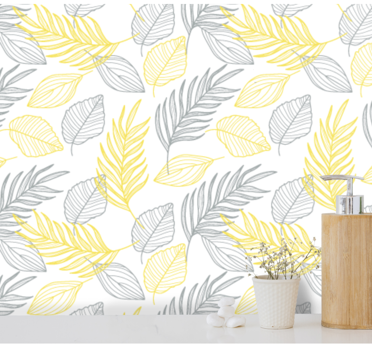 Leafy Botanical Pattern leaves wallpaper - TenStickers