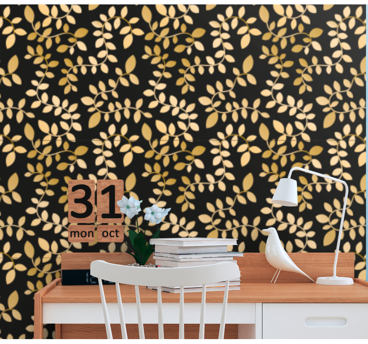 Leafy Elegance leaves wallpaper - TenStickers