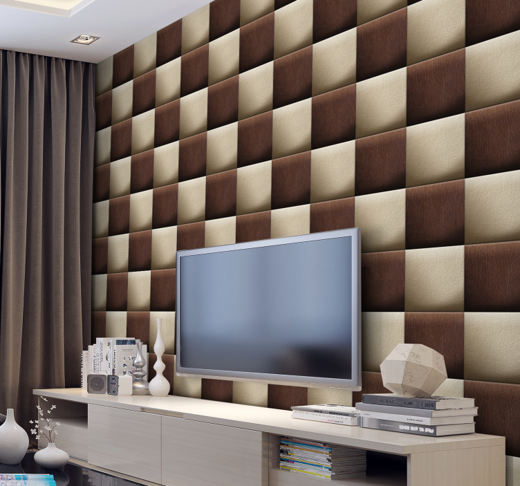 leather chess pattern wallpaper squares - TenStickers
