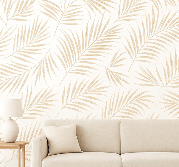 Leaves wallpaper tan palm design - TenStickers