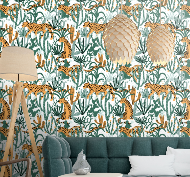 leopard in the jungle animal wallpaper - TenStickers