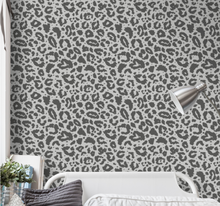 Leopard print wallpaper in grey print style - TenStickers