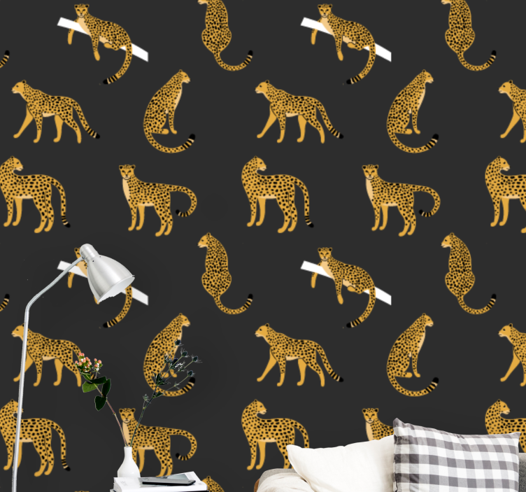 Leopard print wallpaper with leopard spots design - TenStickers