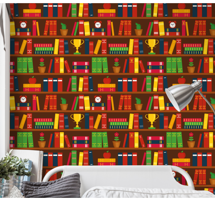 Library Motif home office wallpaper - TenStickers