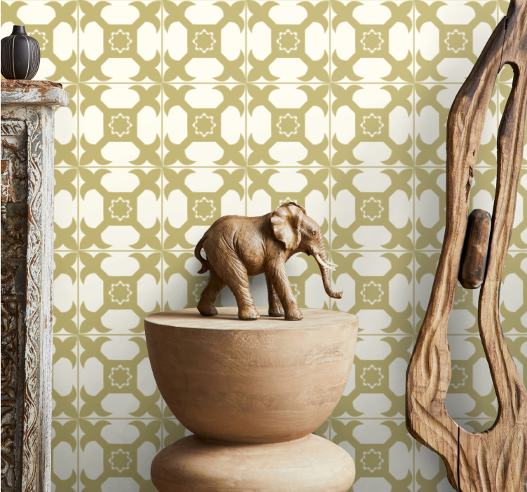 Light mustard yellow tile effect wallpaper - TenStickers