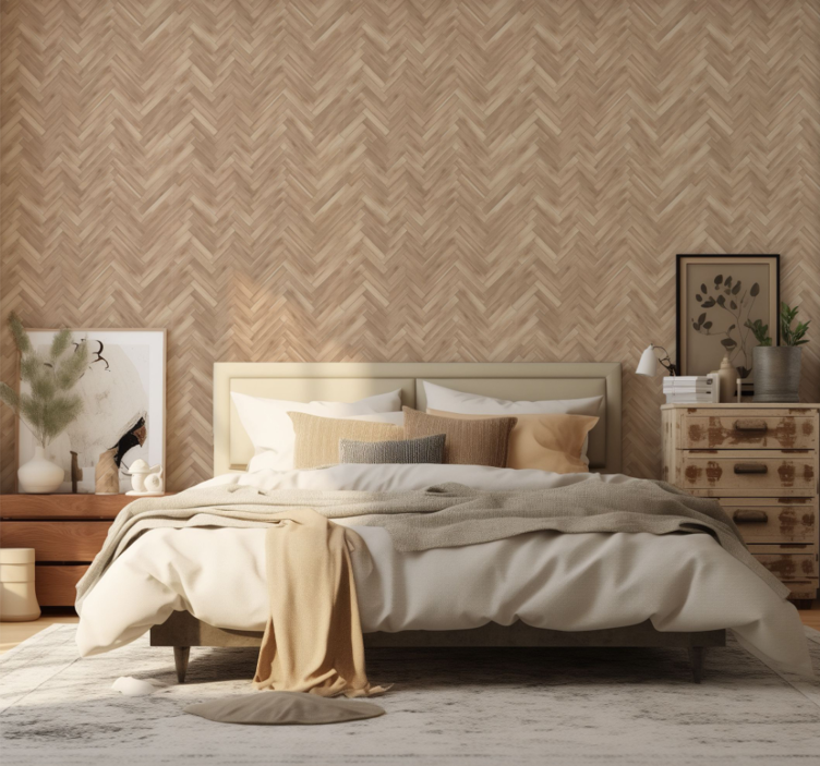 Light wood texture pattern bedroom wallpaper - TenStickers