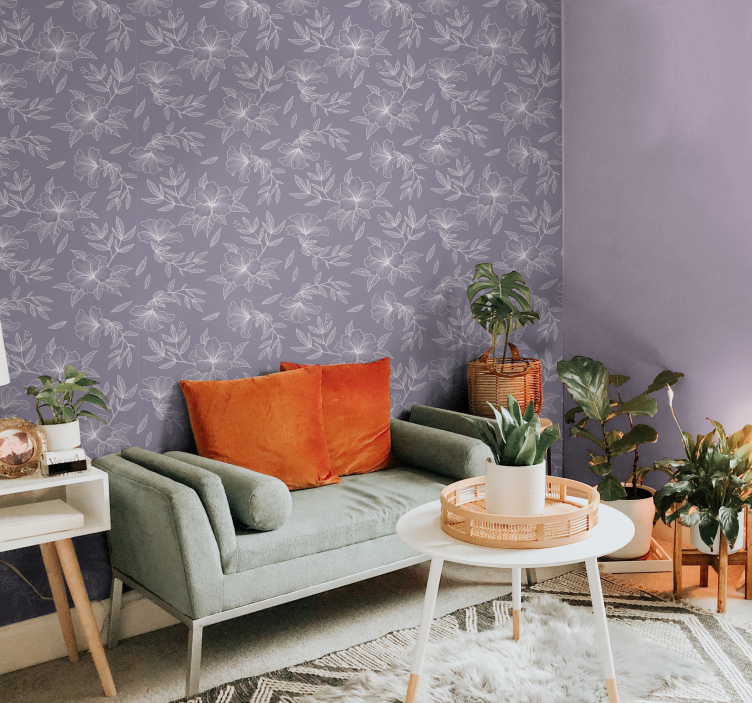 Lilac Floral flowery wallpaper - TenStickers