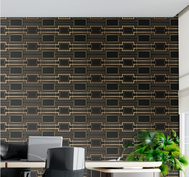 Linear rectangular shapes wallpaper office - TenStickers