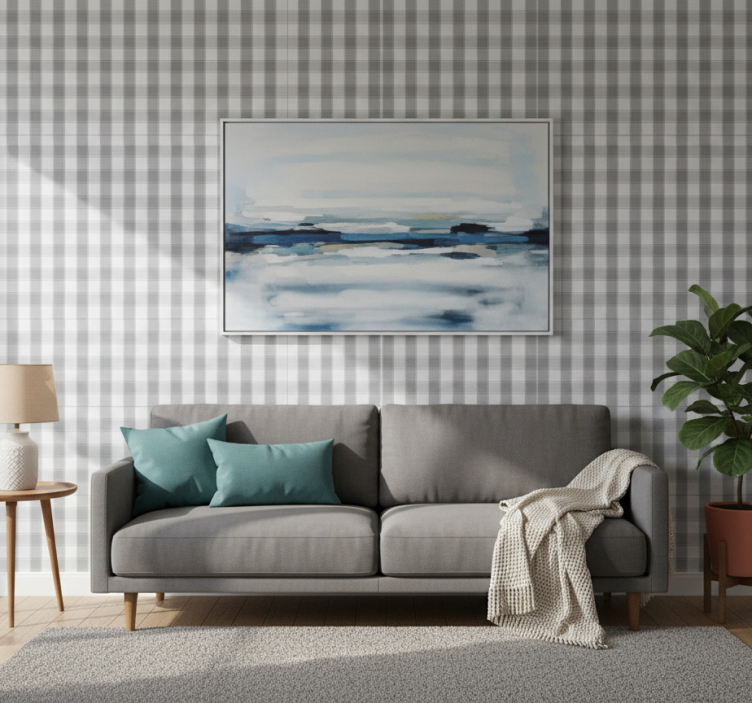 Living area wallpaper classic checkered design - TenStickers