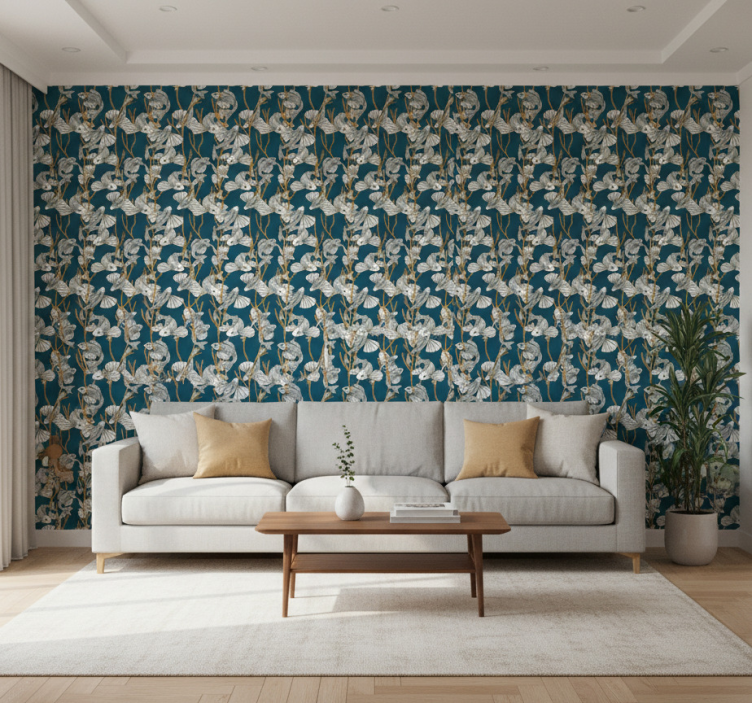 Living area wallpaper deep sea coral drift - TenStickers