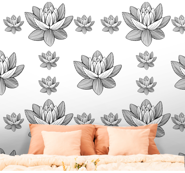 Lotus Blossom Pattern flowers wallpaper - TenStickers