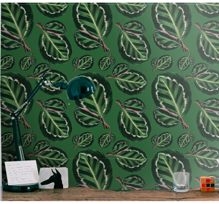 Lush green patterns leaves wallpaper - TenStickers