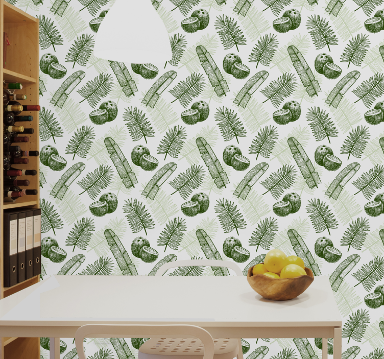 Lush Tropical Elements leaves wallpaper - TenStickers