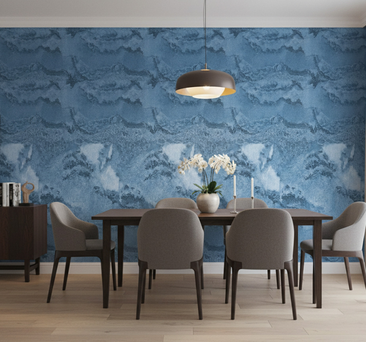 Marble effect wallpaper deep blue texture - TenStickers