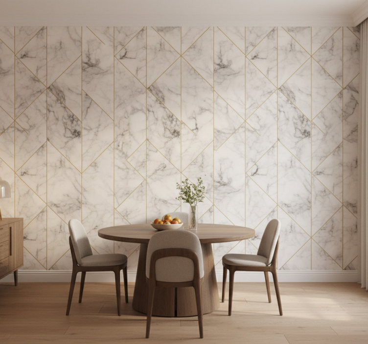 Marble effect wallpaper grid elegant design - TenStickers