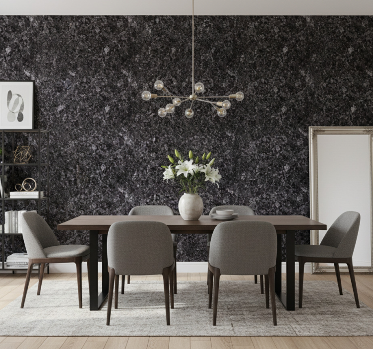 Marble effect wallpaper in dark charcoal style - TenStickers
