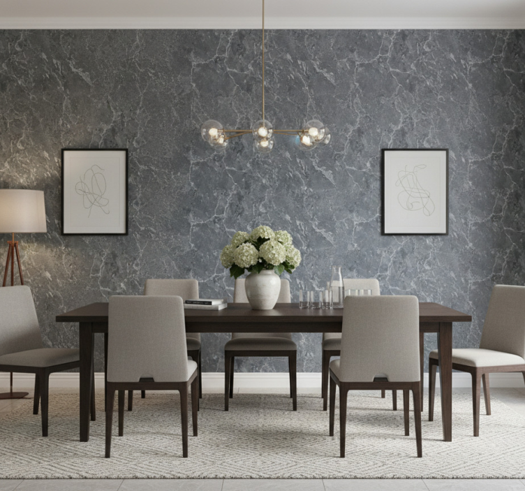 Marble effect wallpaper in modern grey marble - TenStickers
