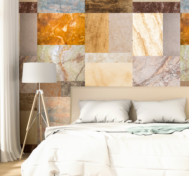 Marble effect wallpaper marble texture patchwork design - TenStickers
