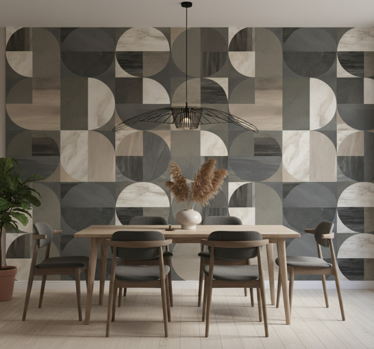 Marble effect wallpaper with half-circle pattern - TenStickers