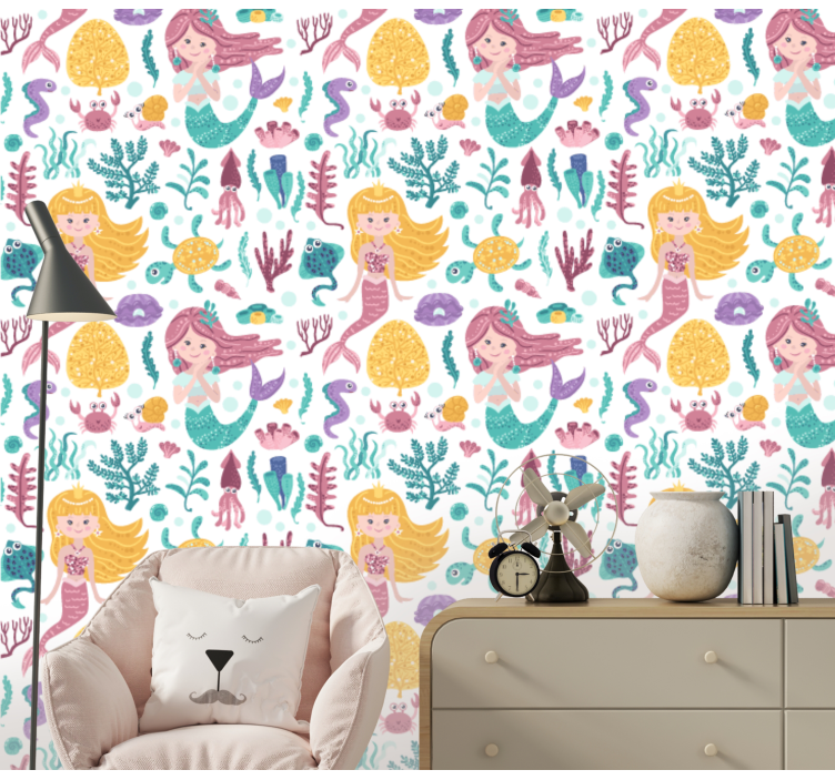 Mermaid Adventure children's wallpaper - TenStickers
