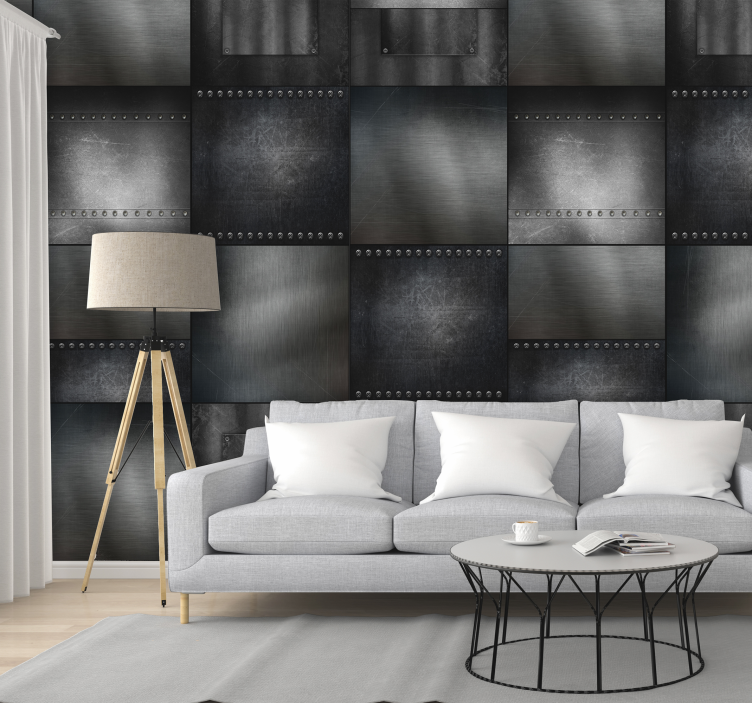 Metallic Panel Design textured wallpaper - TenStickers