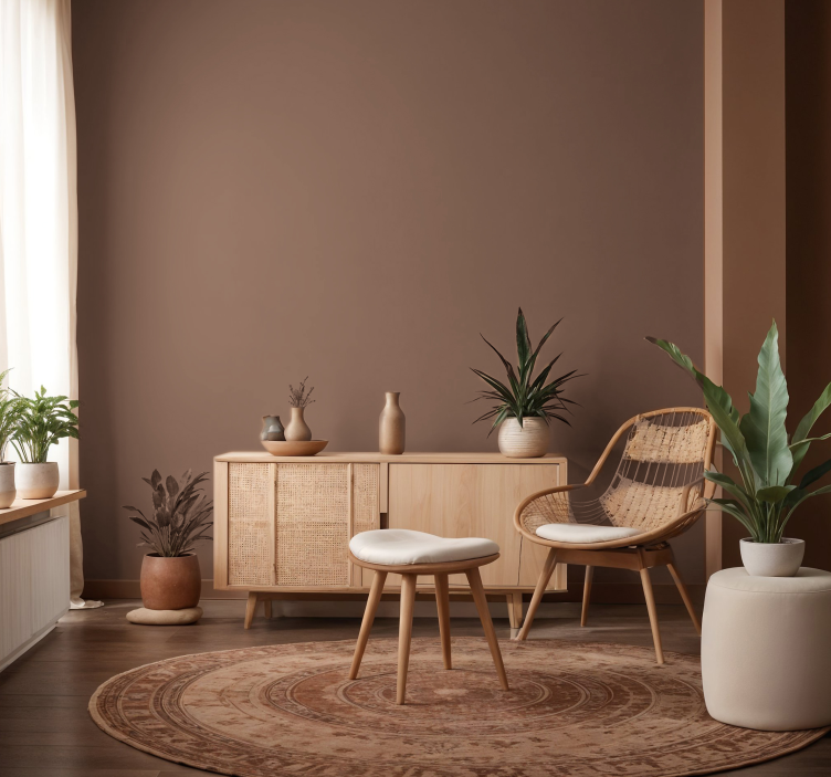 "Mocha Mousse" living area wallpaper - TenStickers