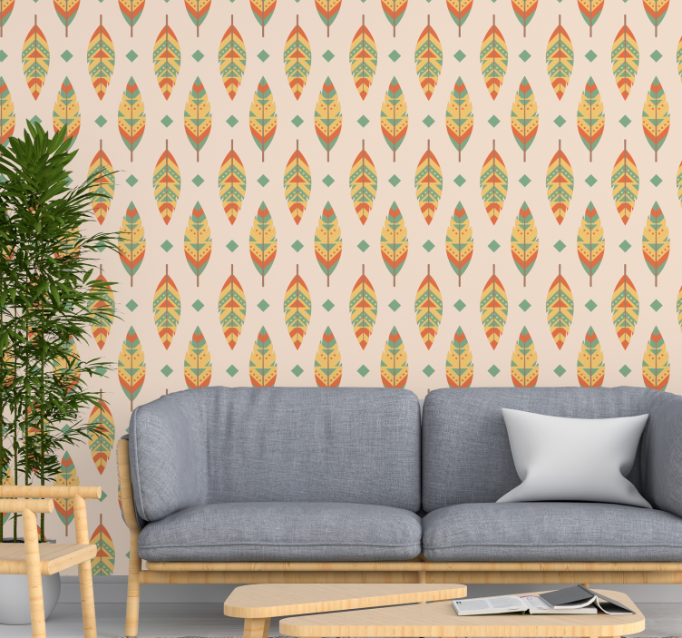 Modern Leaf Pattern living room wallpaper - TenStickers