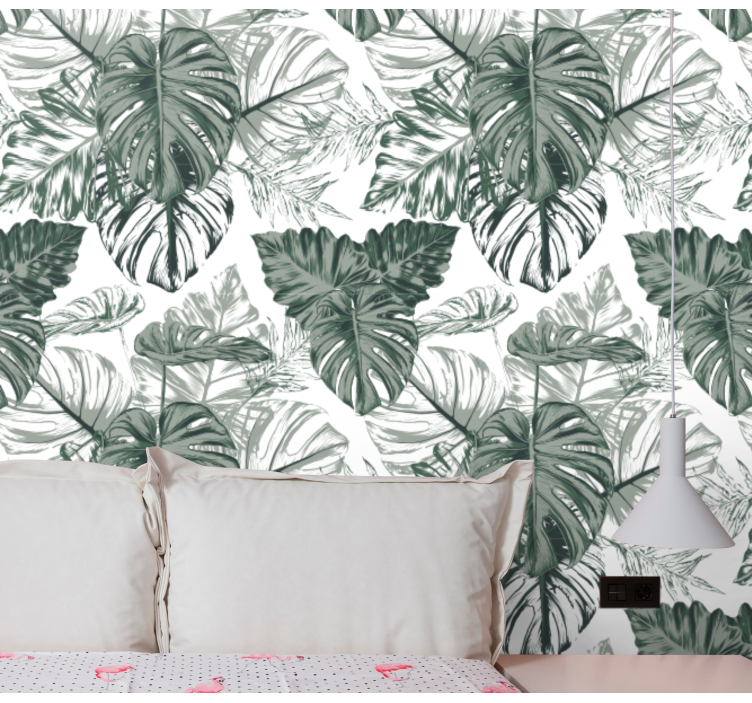 Monstera Foliage leaves wallpaper - TenStickers