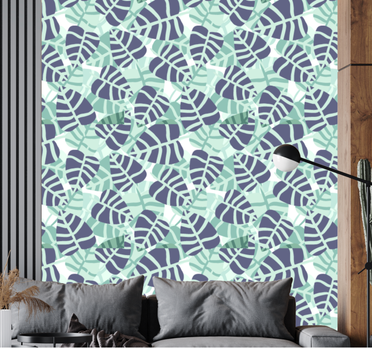 Monstera Mosaic leaves wallpaper - TenStickers
