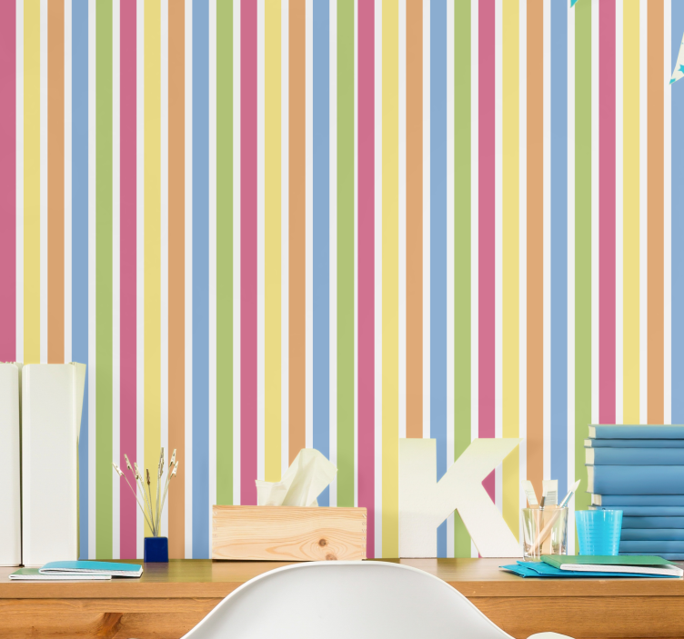 Multicolored horizontal stripes wallpaper  - TenStickers