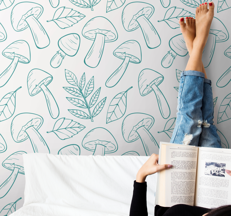 Mushroom Outlines animals wallpaper - TenStickers