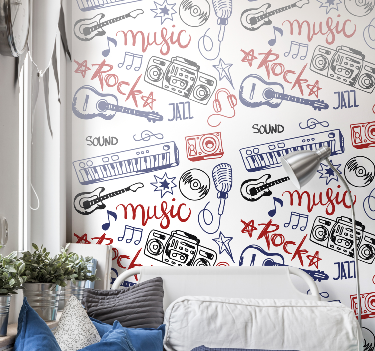 Music Elements lettering wallpaper - TenStickers