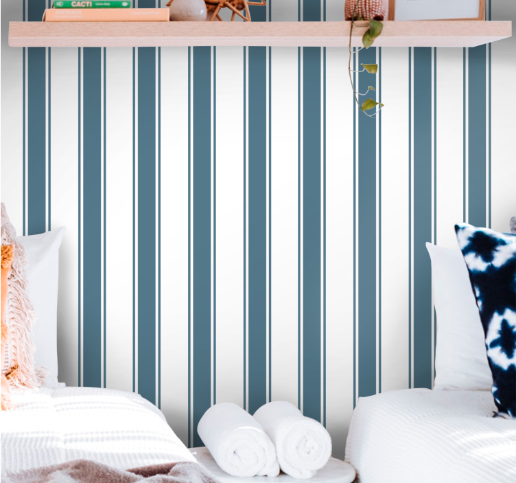 Narrow blue vertical pattern wallpaper striped - TenStickers