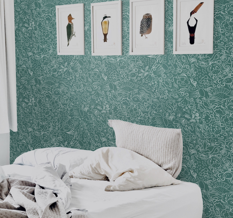 Green marine life animal wallpaper - TenStickers