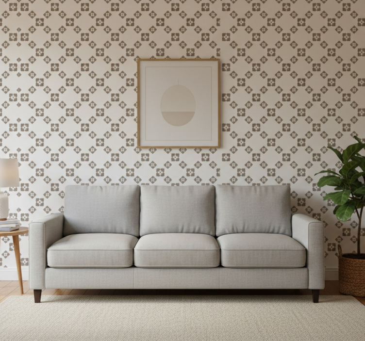 Nature wallpaper beige four clovers design - TenStickers