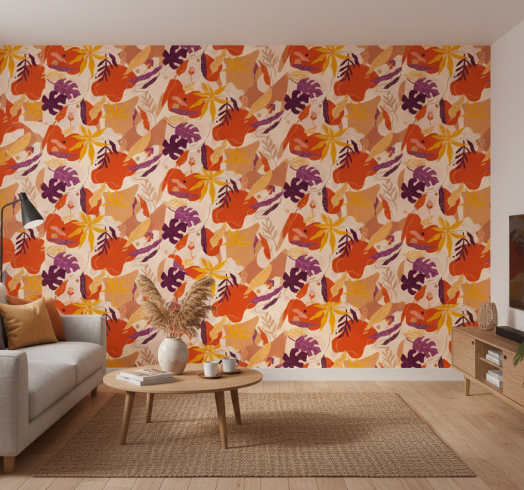 Nature wallpaper colourful abstract foliage - TenStickers