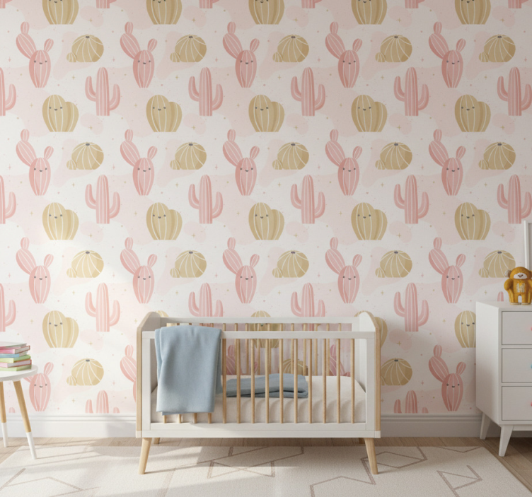 Nature wallpaper cute cactus design - TenStickers