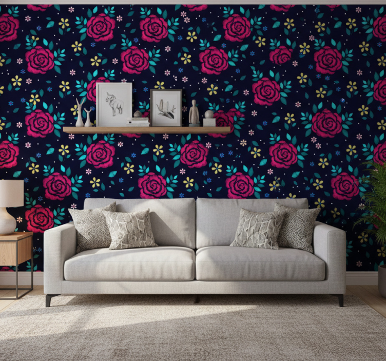 Nature wallpaper dark roses - TenStickers