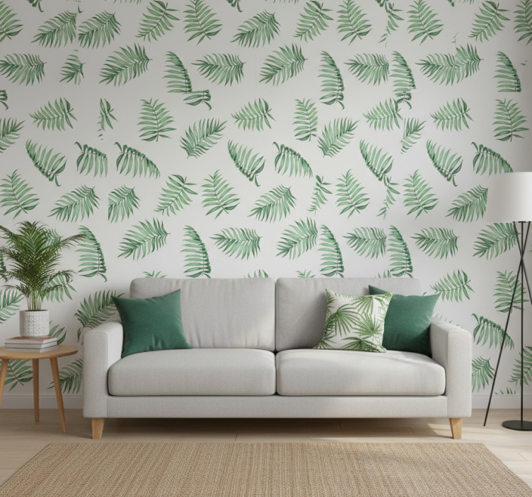 Nature wallpaper green palm leaves - TenStickers