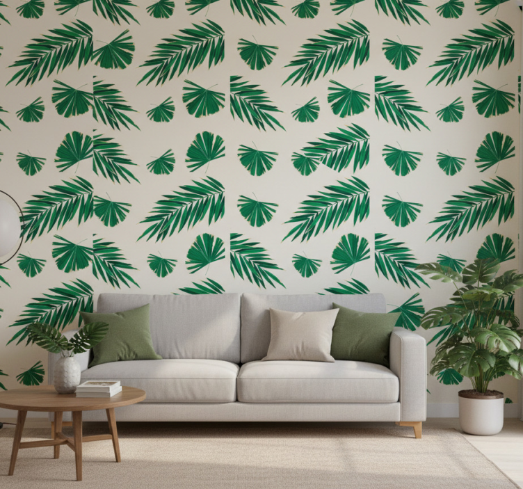 Nature wallpaper lush green leaves design - TenStickers