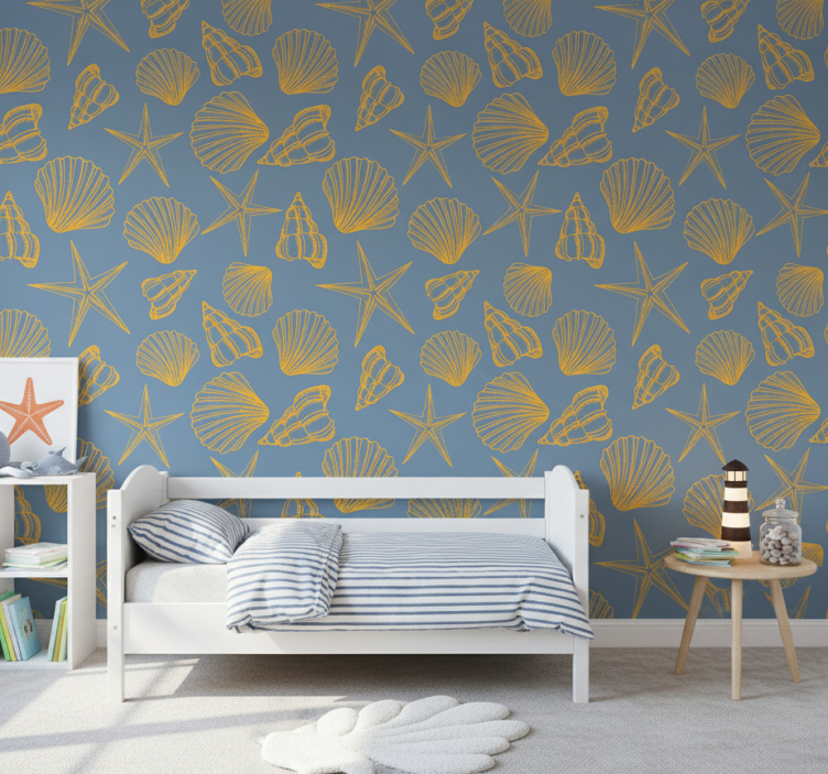 Nature wallpaper seashells and stars design - TenStickers